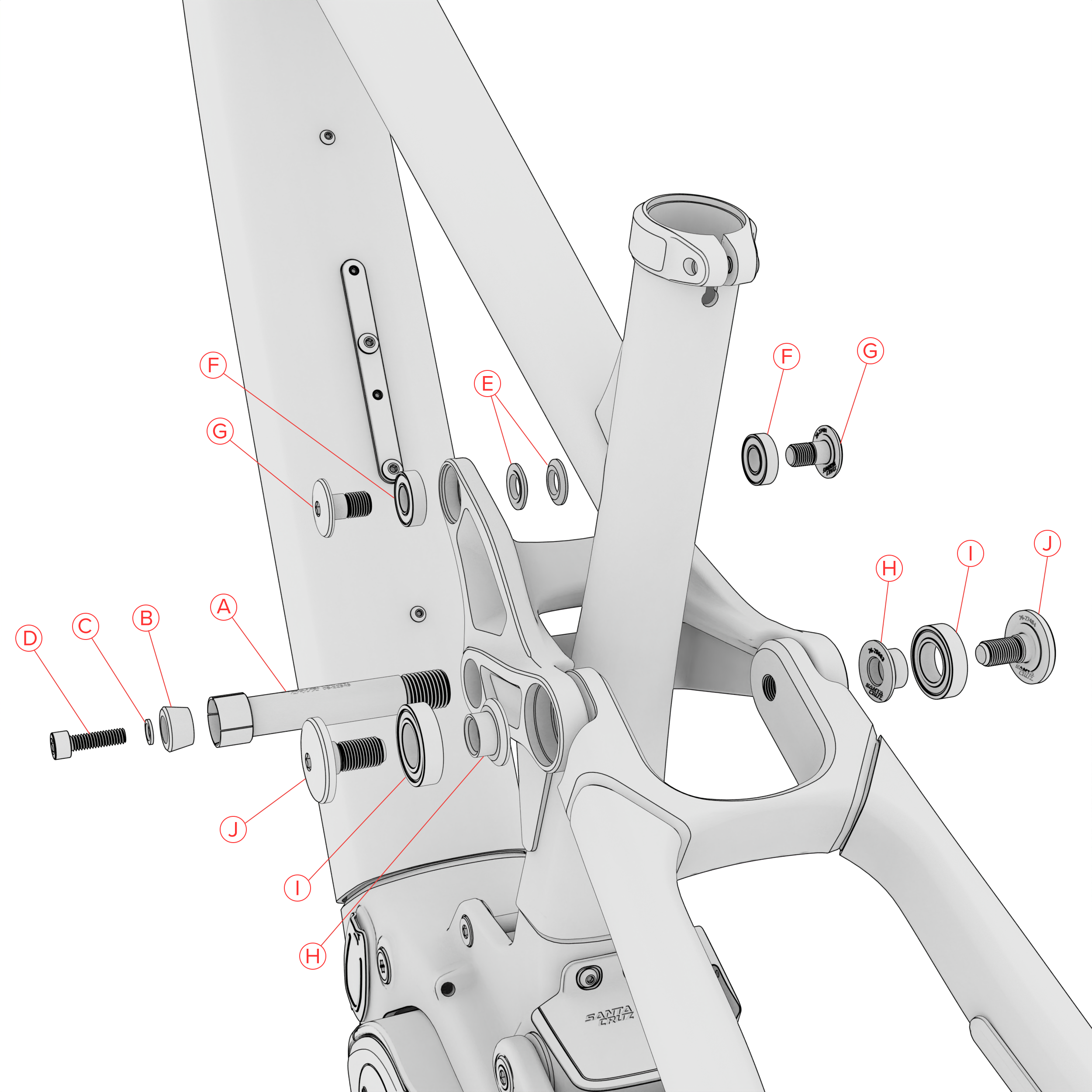 Technical diagram of a Vala AL bicycle frame with labeled parts on a white background
