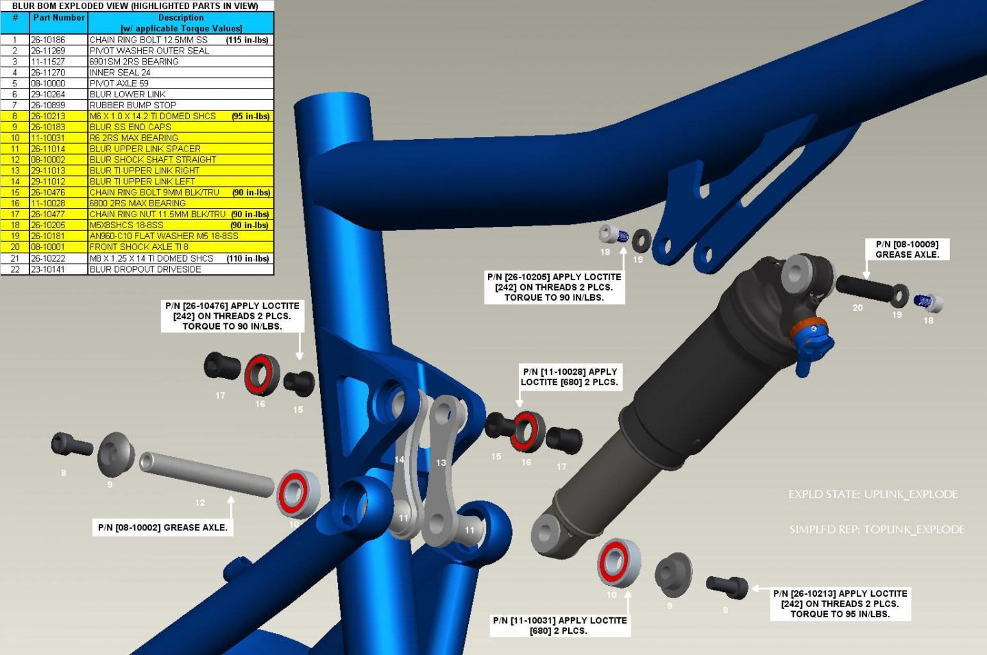 Exploded Diagram of Blur XC