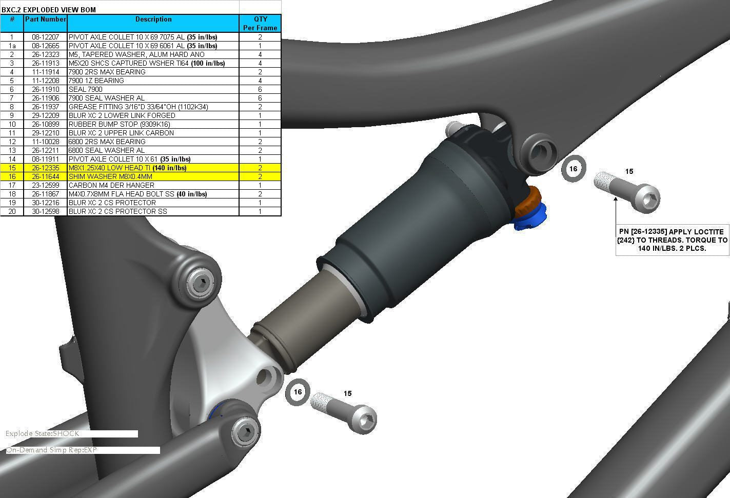 Exploded Diagram of Blur XC