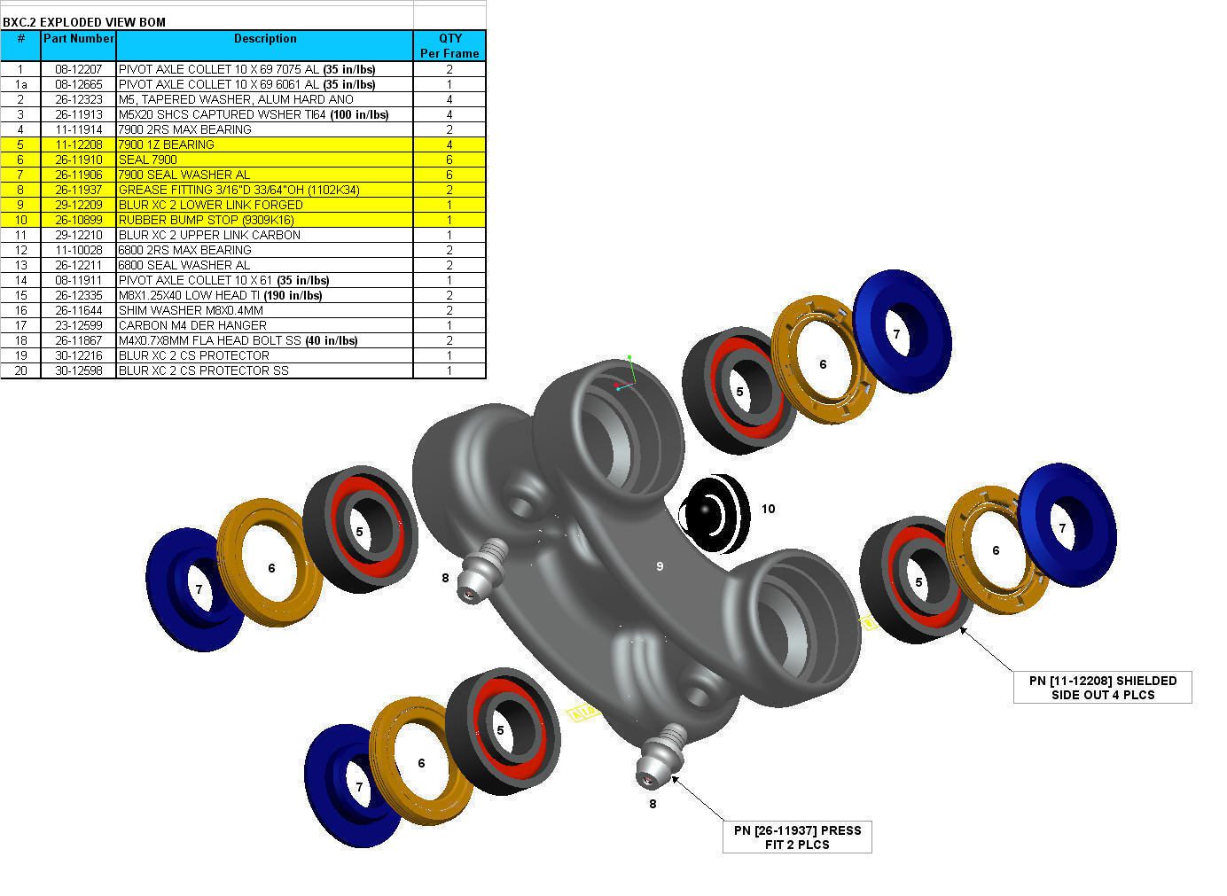 Exploded Diagram of Blur XC