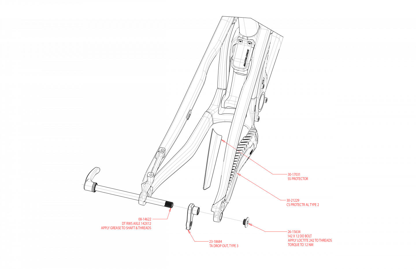 Exploded Diagram of Tallboy Aluminum
