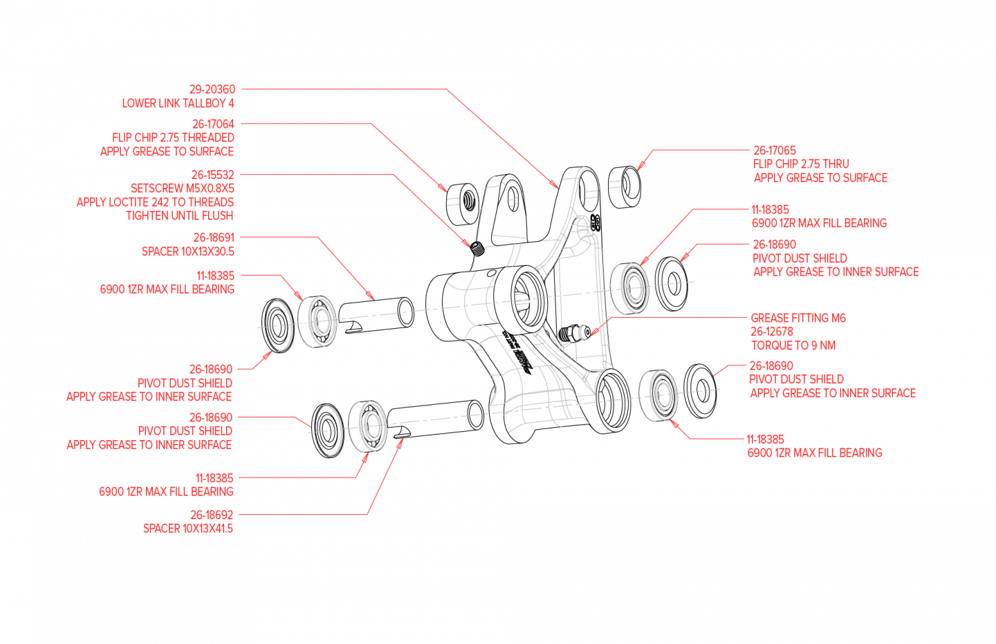 Exploded Diagram of Tallboy Carbon