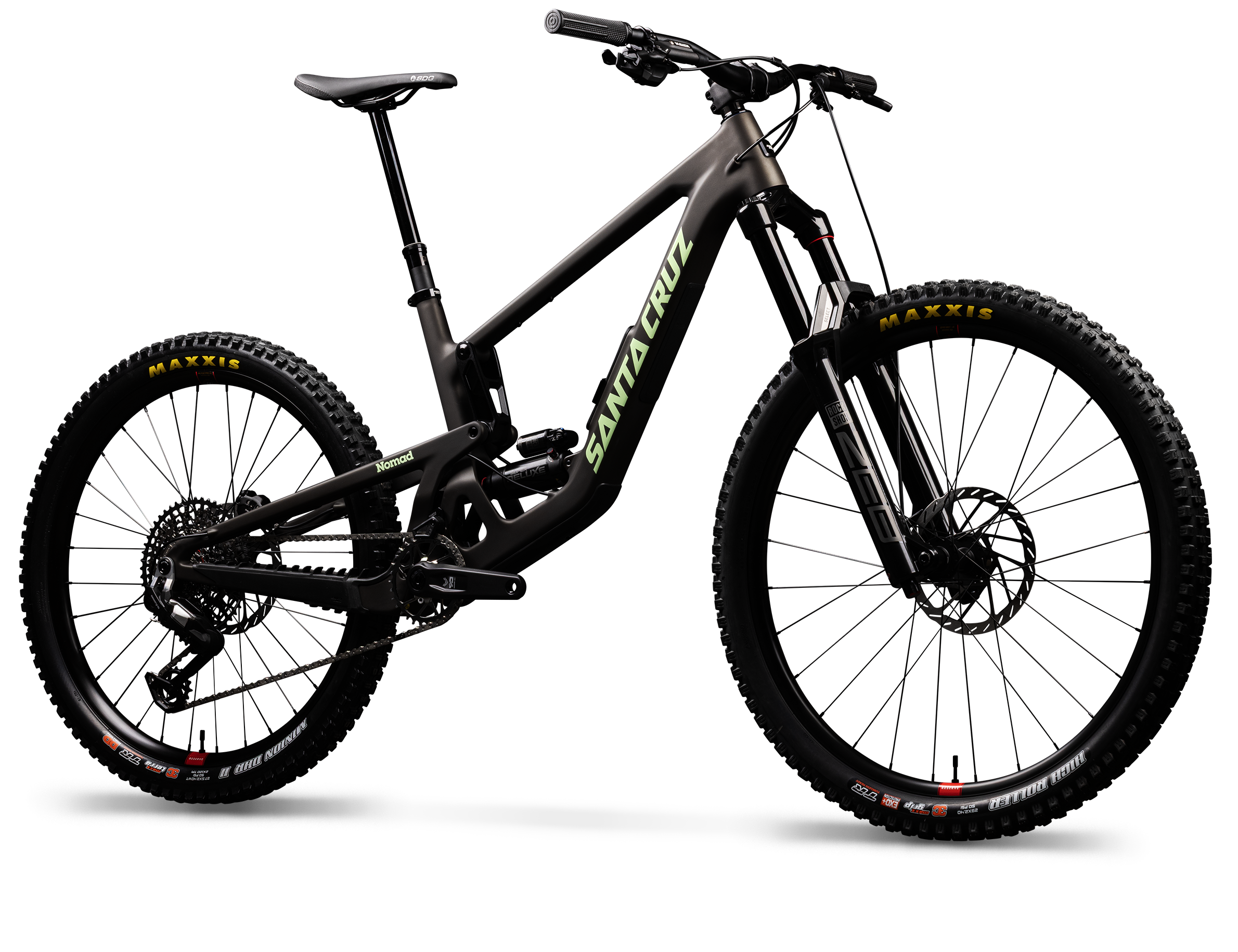 Black Santa Cruz mountain bike on a white background