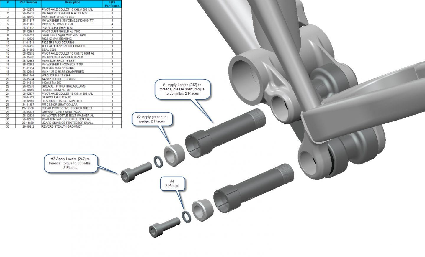 Exploded Diagram of Tallboy LT Aluminum
