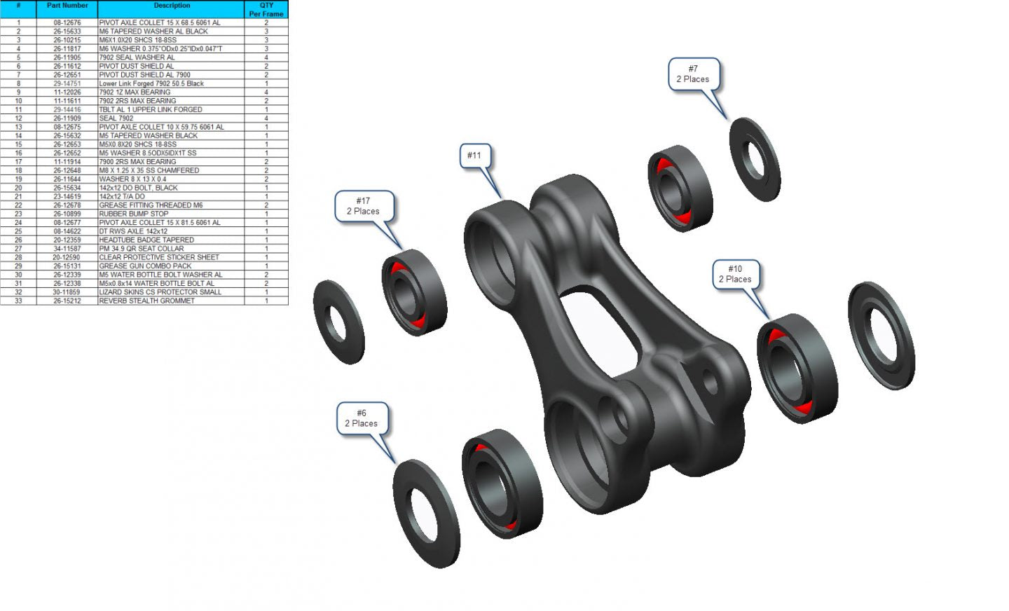 Exploded Diagram of Tallboy LT Aluminum